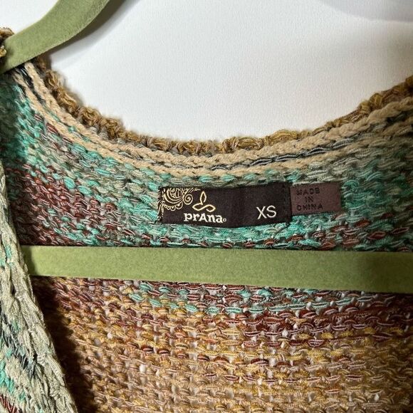 PrAna Asymmetrical Knit Earth Tones Oversized V-neck Sweater - Picture 5 of 9